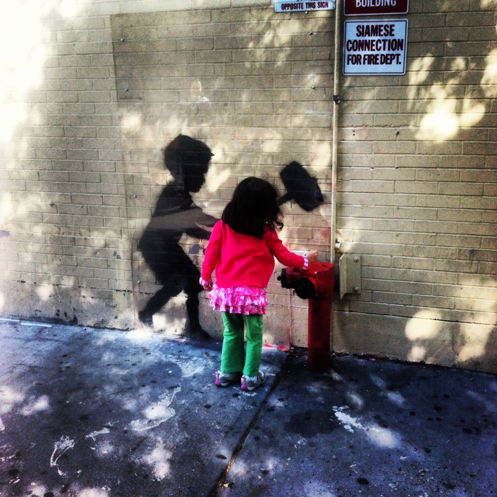 Banksy with little supporter.